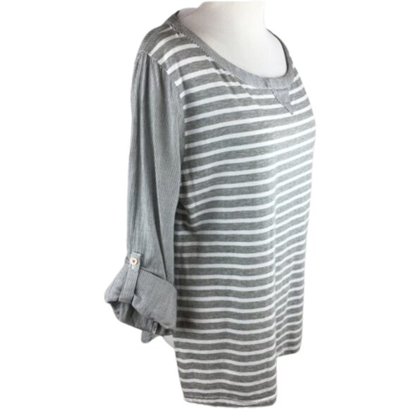Anthropologie Postmark Conductor Stripe Top Gray - Picture 4 of 7